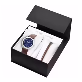 Coffret Montre Pierre Lannier Aviateur Cuir Marron+Bijou