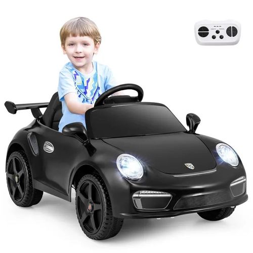 Porsche Voiture Électrique 12v Pour Enfants Avec Télécommande 2.4 G, Musique, Led, Klaxon, Démarrage En Douceur, 3-8 Ans Noir