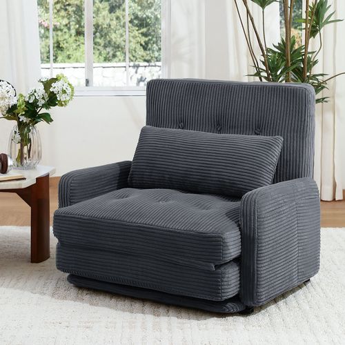 Canapé Lit 4-en-1 Pliable HOMEMIYN - Gris Anthracite, Multifonctionnel et Confortable