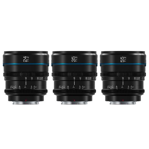 Set d'Objectifs Cinéma Manuels SIRUI Night Walker S35 24mm / 35mm / 55mm T1.2 à Grande Ouverture pour Monture X, Compatible Fujifilm X-H2, X-H2S, X-T4, X-T3, X-S10, X-S20 (MS-3SXB,Noir)