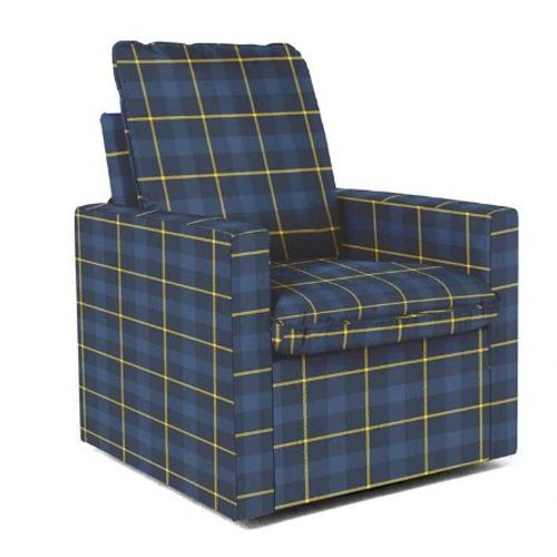 Canapé Tournant 360° HOMEMIYN - Tissu à Motifs Carreaux Bleus avec Rotation Fluide