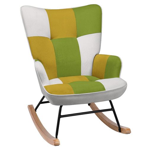 Fauteuil à Bascule HOMEMIYN - Bicolore Citron et Vert, Design Scandinave Moderne