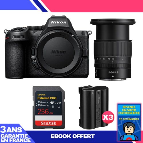 Boitier Nikon Z5 II + 14-30mm f/4 S + 1 SanDisk 256GB Extreme PRO UHS-II SDXC + 3 Nikon EN-EL15c + Ebook 'Devenez Un Super Photographe'