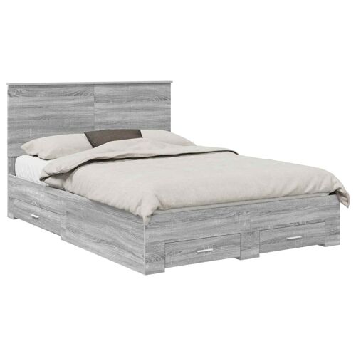 vidaXL Cadre de lit Gris Sonoma 140 x 190 cm Bois d'ingénierie