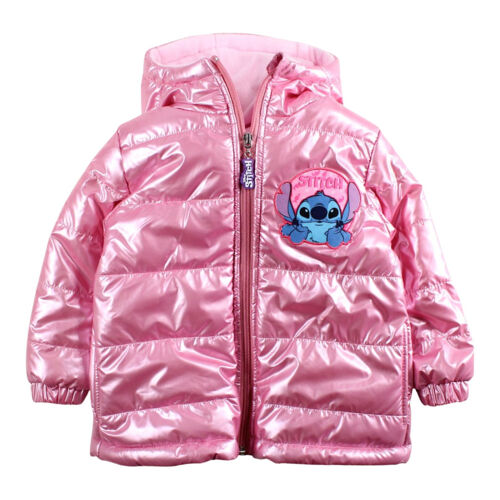 Doudoune - Parka Enfant Fille Rose Brillante Matelassée - Disney Lilo Et Stitch -Taille 3 À 10 Ans