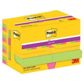 Post-It Bloc-Note Adhésif Super Sticky Notes, 47,6 X 47,6 Mm Jaune, Vert, Rose