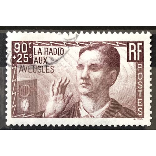 La Radio Aux Aveugles 90c+25c (Superbe N° 418) Obl - France Année 1938 - Brn83 - N34037
