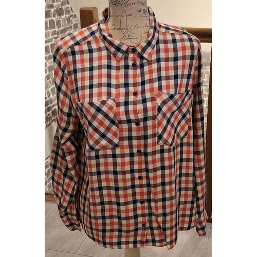 Chemise Masculine À Carreaux Rose, Bleu Marine Et Crème