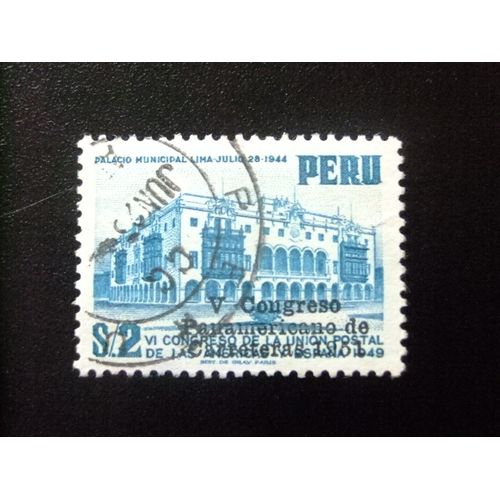 109 Perú 1951 / Ayuntamiento Sobrecargado / Yvert 423 Fu
