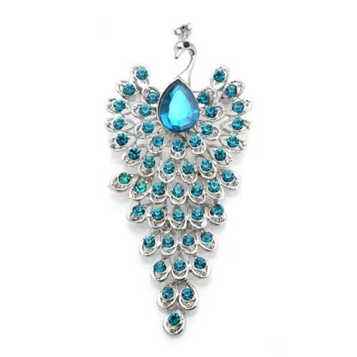 Broche "Paon" Bleue Et Argentée