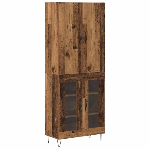 vidaXL Haut Armoire 2 pcs Bois Ancien Bois d'ingénierie et verre