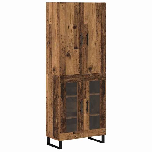 vidaXL Haut Armoire 2 pcs Bois Ancien Bois Aggloméré et Verre