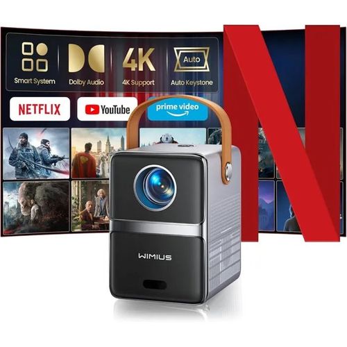 Mini Vidéoprojecteur WiMiUS P61 Pro 4K Netflix Certifié, Bluetooth, 26000LM