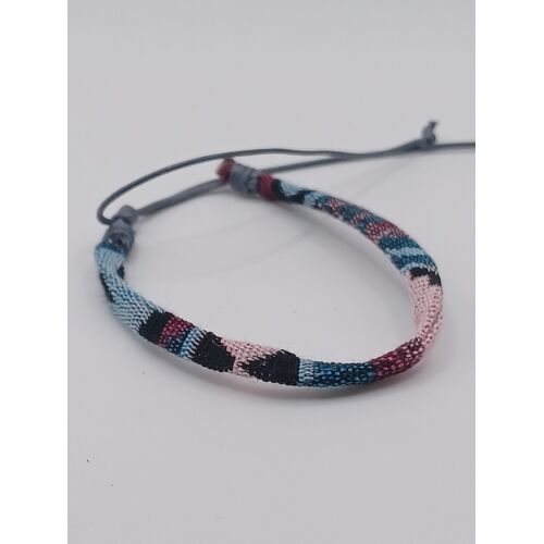 Bracelet Brésilien Tissé,Fils Multicolores, Lien Gris,Reglable
