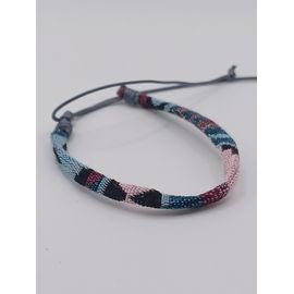 Bracelet Brésilien Tissé,Fils Multicolores, Lien Gris,Reglable