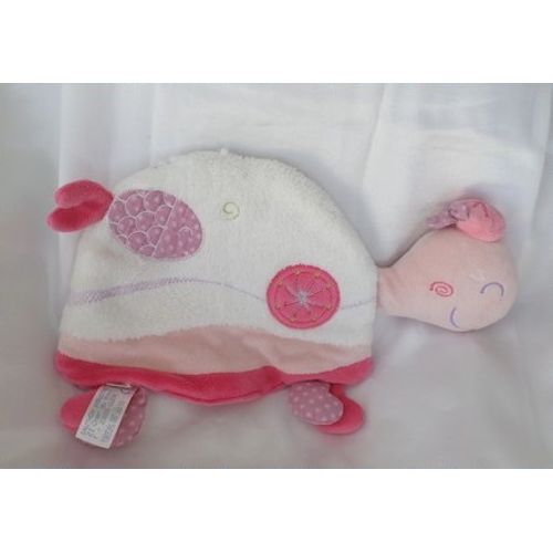 Doudou Plat Tortue Rose Blanc My Little Tortue Tess Sauthon