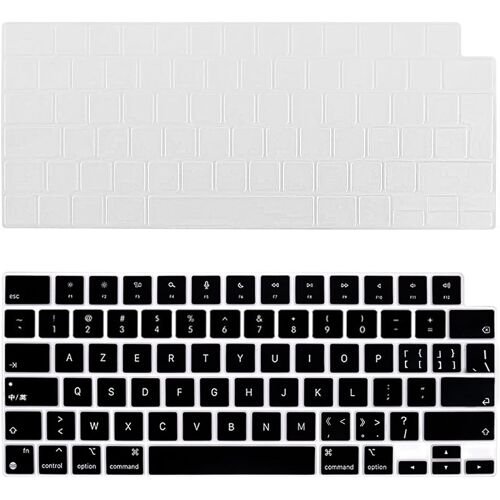Lot de 2 Protection Clavier Compatible avec MacBook Air M4 M3 M2 13,6"" / 15"" 2025 2024 2023 2022 2021 Mac Pro 14/16 M4 M3 M2 M1 Pro Max, Film Protecteur pour Clavier Disposition de EU, TPU Clair Noir