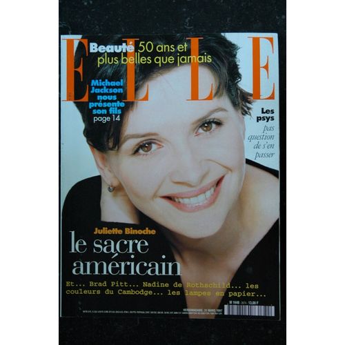 Elle 2674 - 31 Mars 1997 - Juliette Binoche Le Sacre Américain - Michael Jackson Nous Présente Son Fils - Brad Pitt