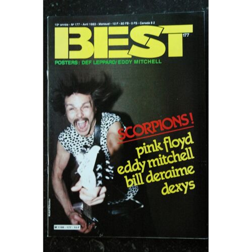 Best 177 Avril 1983 Scorpions Pink Floyd Eddy Mitchell Bill Deraime Dexys + Posters Def Leppard Eddy Mitchell