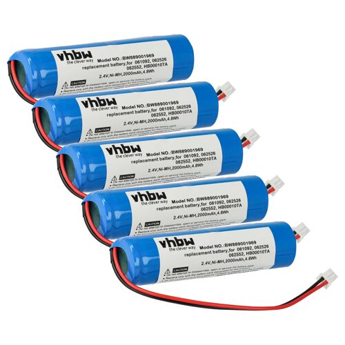 vhbw 5x Batterie compatible avec Legrand 117318, 062560 / 0 6256 0, 111903 éclairage d'issue de secours (2000mAh, 2,4V, NiMH)