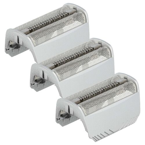 vhbw 3x Grille double compatible avec Braun 4875, 4876, 4840, 4845, 5493, 5491, 5492, 4835, 4775 rasoir électrique + cadre, argenté