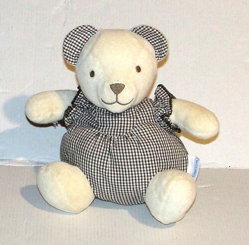 doudou ours boule vichy bleu nounours