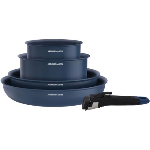 Batterie De Cuisine 5 Pièces Poignée Amovible Bleu Arthur Martin Am8896