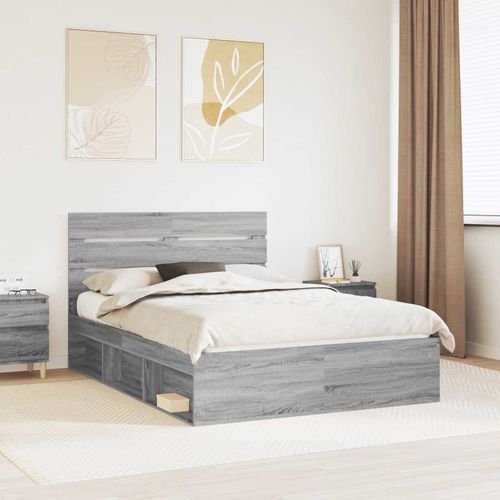 vidaXL Cadre de lit Gris Sonoma 160 x 200 cm Pin massif