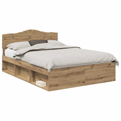 vidaXL Cadre de lit Chêne artisan 140 x 190 cm Bois de pin massif