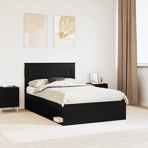 vidaXL Cadre de lit avec matelas Noir 120 x 200 cm Pin massif