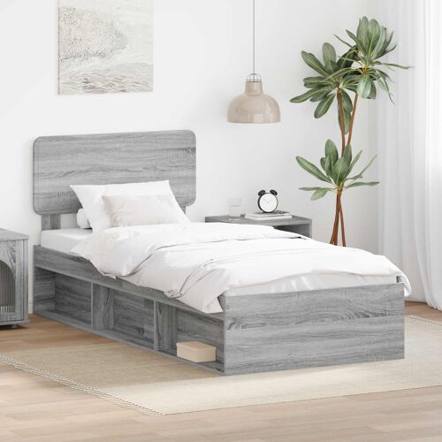 vidaXL Cadre de lit Gris Sonoma 90 x 190 cm Pin massif