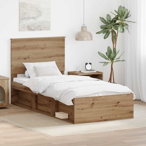 vidaXL Cadre de lit Chêne artisan 75 x 190 cm Pin massif