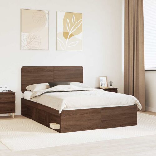 vidaXL Cadre de lit Chêne brun 140 x 200 cm Pin massif