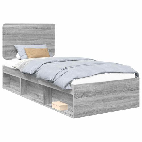 vidaXL Cadre de lit Gris Sonoma 90 x 200 cm Bois de pin massif