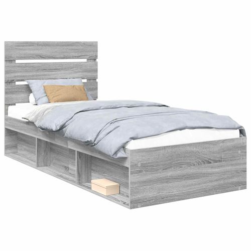 vidaXL Cadre de lit Gris Sonoma 90 x 190 cm Bois de pin massif