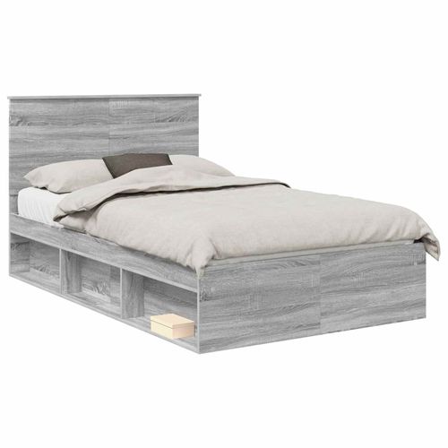 vidaXL Cadre de lit Gris Sonoma 120 x 190 cm Bois de pin massif