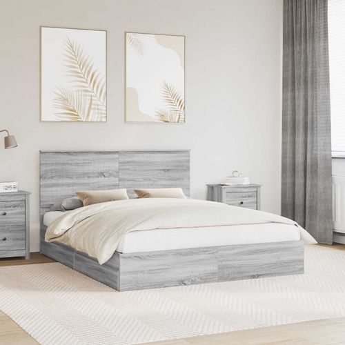 vidaXL Lit de Rangement Gris Sonoma 160 x 200 cm Bois d'ingénierie