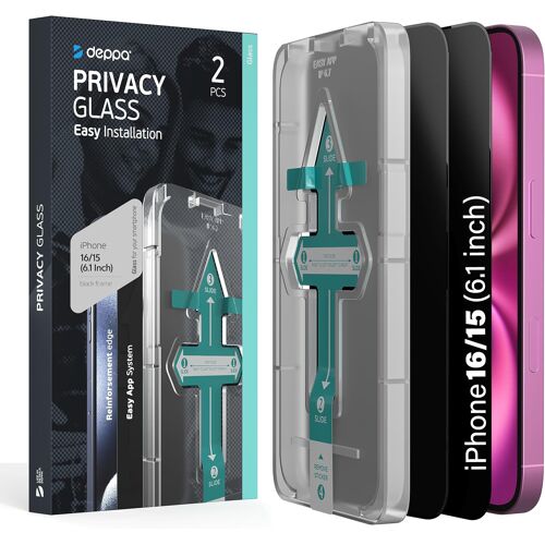 Kalanka-[2 Pièces Pour Iphone 16/Iphone 15 (6.1') Anti Espion Verre Trempé Avec Kit D¿Installation Facile| Anti-Poussière & Anti-Bulles | Résistant Aux Chocs | Couverture Complète |