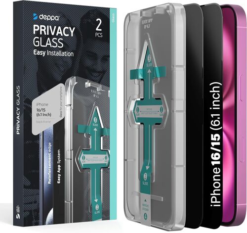 KALANKA-|2 pièces| Verre Trempé Anti Espion Iphone 15/Iphone 16 (6.1') [Couverture Complète] Avec Kit d¿Installation Facile - Film de Vitre Protection écran scree, anti spion