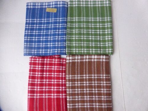 Lot De 4 Torchons Anciens Nid D'abeille Pur Coton Vintage