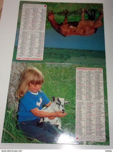 Almanach/Calendrier Du Facteur 1983 - Cher - Chevaux Et Chèvre