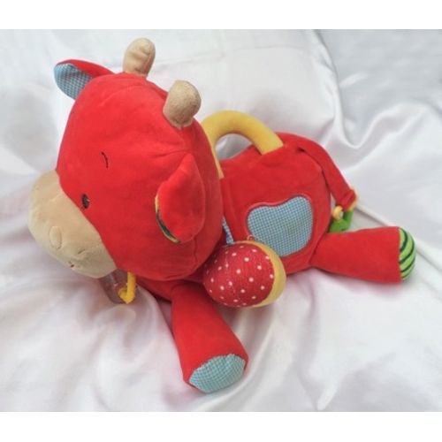 Doudou Peluche Vache Rouge Multi-Activité Pom Minimi