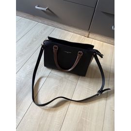 Sac Lancaster Smooth en cuir noir et rose pâle avec bandoulière 