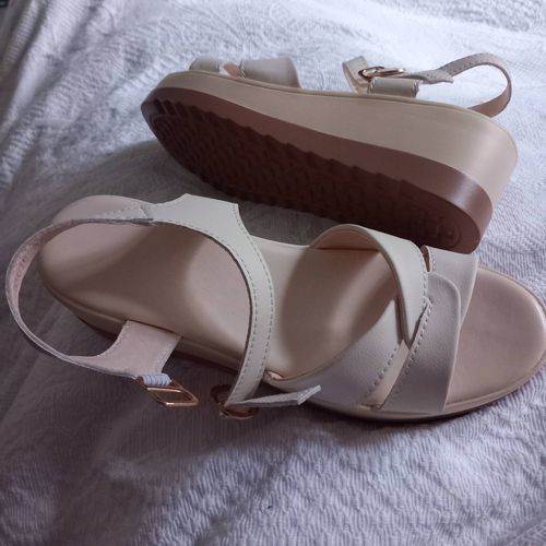 Sandales Compensées Blanches Taille 37 Cuir Synthétique