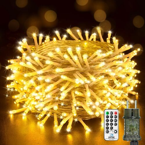 KALANKA-Guirlande Lumineuse Intérieur Extérieur avec Télécommande, 20M 200 LED Guirlande Lumineuse Sapin Decoration 8 Modes Étanche IP65 pour Chambre Fête Jardin (Blanc Chaud)