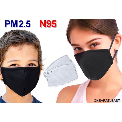 Masque Tissu Anti-Pollution Pm10 Taille Enfant À S + Filtres Sanitaires Au Charbon Actif Pm2.5 N95
