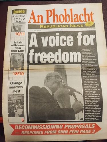 Journal Irlandais An Phoblacht / Republican News N°26 Du 26/6/1997