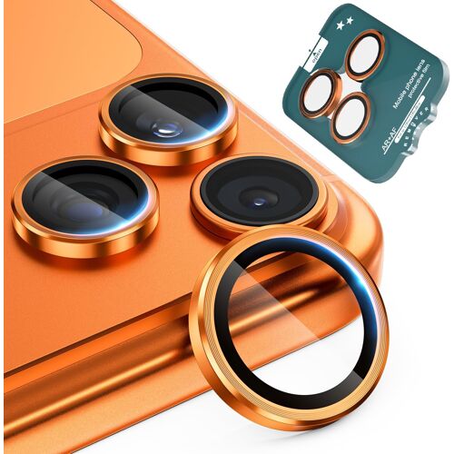KALANKA-Protecteur d'Objectif de Caméra pour iPhone 17 Pro/iPhone 17 Pro Max - Verre Trempé AR+AF (Anti-Reflet), Dureté 9H, Protection de l'objectif Métallique HD avec Support d'Installation,Orange