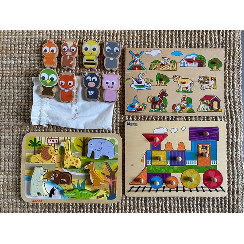 Lot 4 jeux bois Oxybul & puzzle 