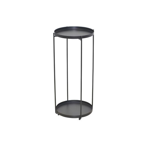 Porte-Plantes Rond Moderne En Métal Noir Hauteur 58 Cm Surface Ø25 Cm Avec Rebord Dec050081